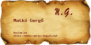 Matkó Gergő névjegykártya